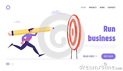 Aim Achievement Mission, Opportunity Challenge Website Landing Page. Business Strategy Goal Setting Vector Illustration