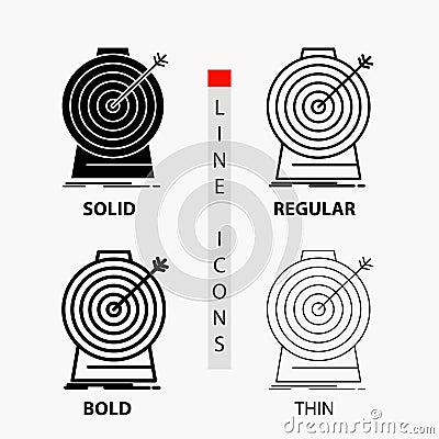 Aim, focus, goal, target, targeting Icon in Thin, Regular, Bold Line and Glyph Style. Vector illustration Vector Illustration