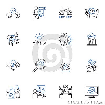 Aim line icons collection. Target, Objective, Goal, Ambition, Intention, Purpose, Destination vector and linear Vector Illustration