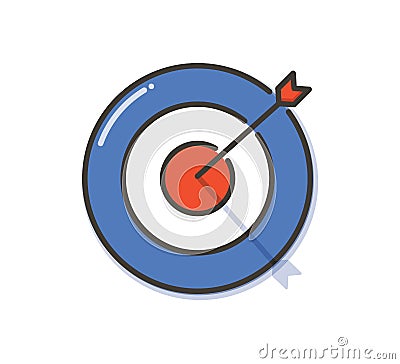 Aim target focus with arrow. Vector trendy filled outline icon illustration design. Strategy, success, efficiency, business Vector Illustration