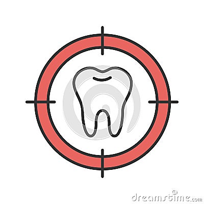 Aim on tooth color icon Vector Illustration