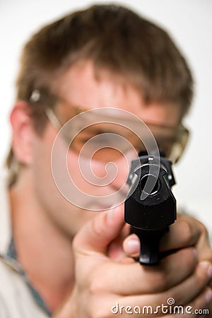 Aiming gunman Stock Photo