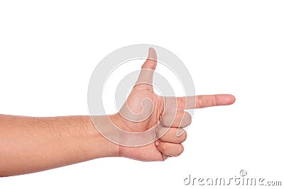 Aiming hand sign. Stock Photo