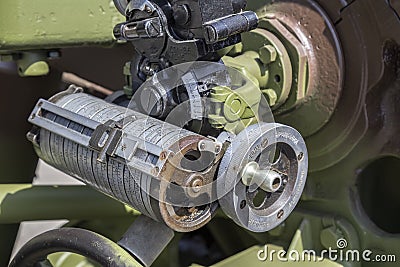 Aiming system on the military cannon Editorial Stock Photo