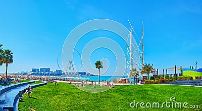 The Ain Dubai Ferris Wheel from JBR Marina beach, Dubai, UAE Editorial Stock Photo