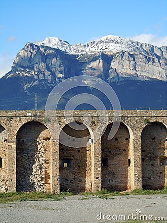 Ainsa castle Pyrenees mountains Huesca Spain Stock Photo