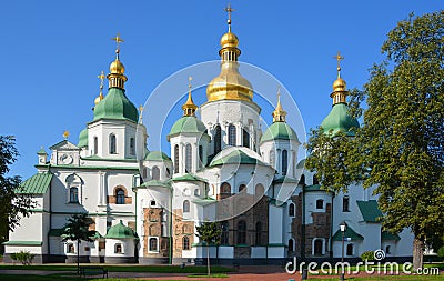 Aint Sophia Cathedral in Kiev is an architectural monument of Kievan Rus`. Editorial Stock Photo