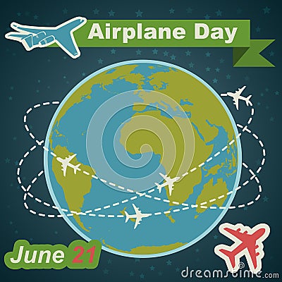 Aiplane day holiday poster in flat design Vector Illustration