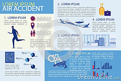 Air Accident or Aviation Disaster Infographic Set. Vector Illustration