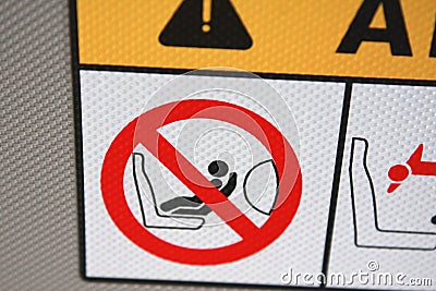 Air bag sign-how to use Stock Photo