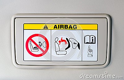 The air bag sign-how to use Stock Photo