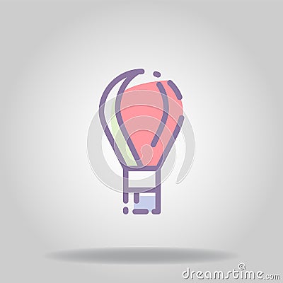 Air ballon icon or logo in pastel color Vector Illustration