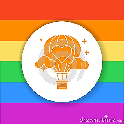 Air balloon black glyph icon. LGBT support. Vector Illustration