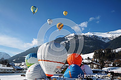 Air Balloon festival, ChÃ¢teau-d`Oex Editorial Stock Photo