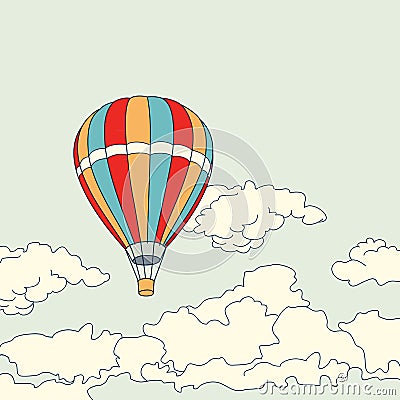 Air balloon flying in the clouds vector Vector Illustration