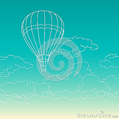 Air balloon flying in the clouds vector Vector Illustration