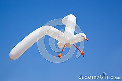 Air balloon seagull pretending to fly Stock Photo