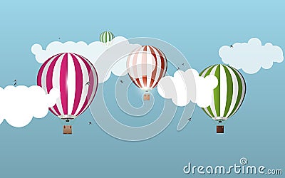 Air balloons in the sky. Landscape. Vector illustration Vector Illustration