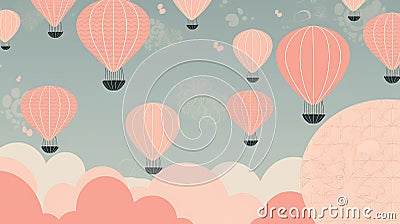 air balon cartoon artwork in a simple logo style, ai generated image Stock Photo