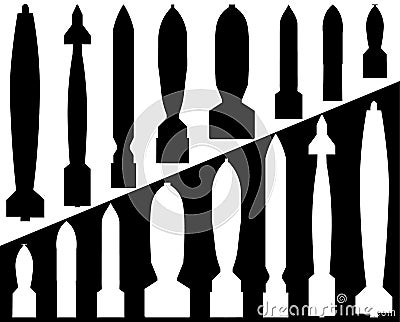 Air bombs, missiles silhouette, vector illustration Vector Illustration