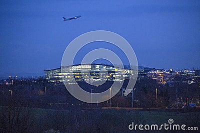 Air Canada Boeing 767 night take-off from Heathrow airport Editorial Stock Photo