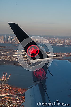 Air Canada logo over Newark Editorial Stock Photo
