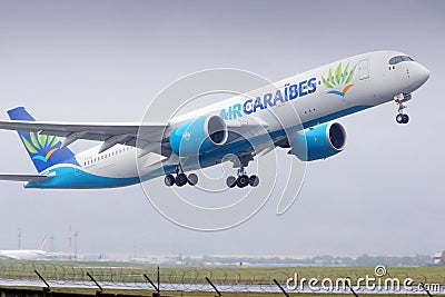 Air Caraibes departures from Orly Aeroport, Paris to destination, Airbus A350 Editorial Stock Photo