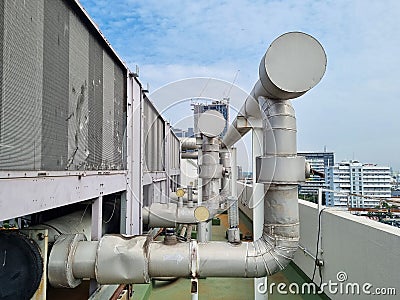 Air chillers the cooling towers building Stock Photo