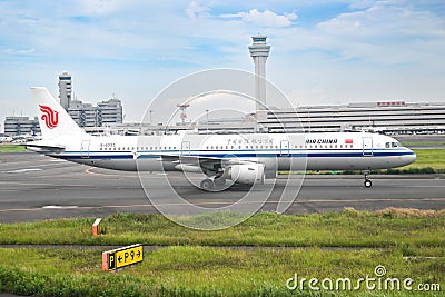 Air China B-6555, aircraft Airbus A 321-213, airline on ground of Tokyo Narita Airpot Editorial Stock Photo