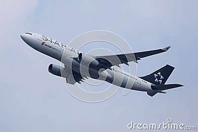 Air China Star Alliance airplane taking off from airport Editorial Stock Photo