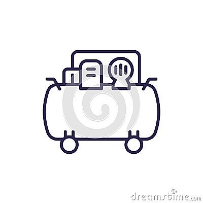 air compressor icon on white, line vector Vector Illustration