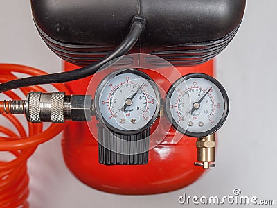 Air compressor manometer Stock Photo