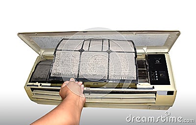 Air condition filter replacement Stock Photo