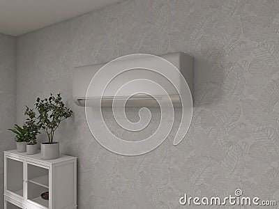 Air-conditioned room interior 3d render, 3d illustration concept modern control comfortable Cartoon Illustration