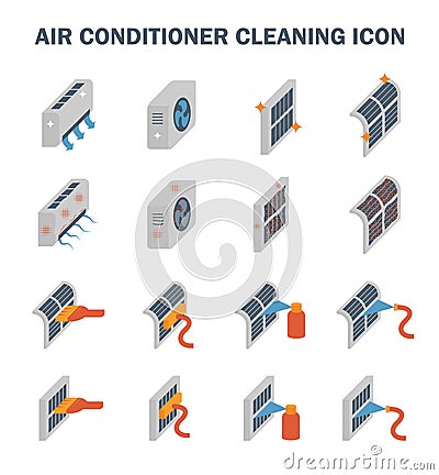 Air conditioner cleaning Vector Illustration