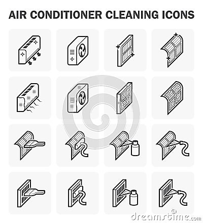 Air conditioner and cleaning Vector Illustration