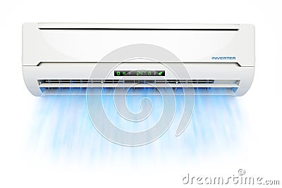 Air conditioner with cold blue airflow Stock Photo