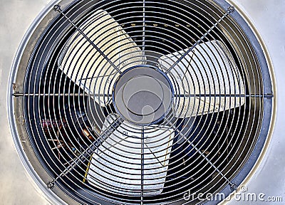 Air Conditioner Condenser Unit Cover And Fan Stock Photo