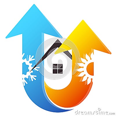 Air conditioner heating and cooling house Vector Illustration