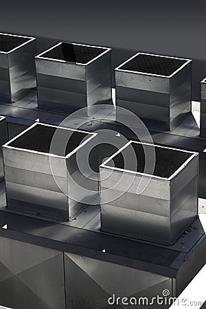 Air conditioner industrial gray silver machine Stock Photo