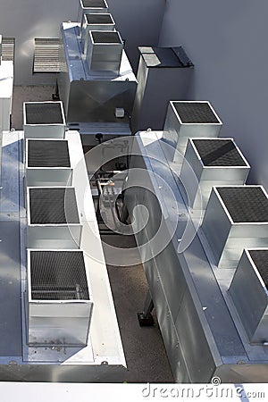 Air conditioner industrial gray silver machine Stock Photo