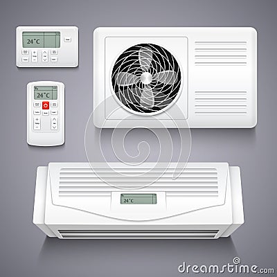 Air conditioner isolated realistic vector illustration Vector Illustration