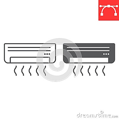 Air conditioner line and glyph icon Vector Illustration