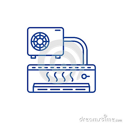 Air conditioner line icon concept. Air conditioner flat vector symbol, sign, outline illustration. Vector Illustration