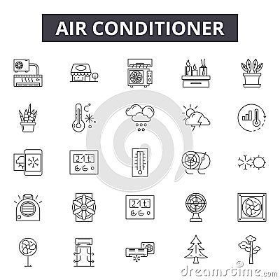 Air conditioner line icons, signs, vector set, outline illustration concept Vector Illustration