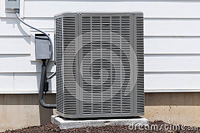 air conditioner near the new house cold fan install Stock Photo