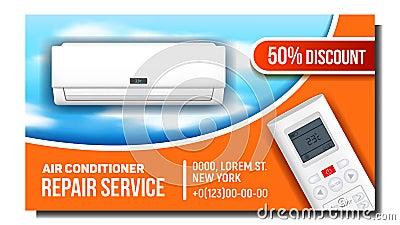 Air Conditioner Repair System Promo Banner Vector Vector Illustration