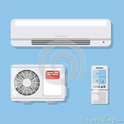 Air conditioner set. Vector Illustration