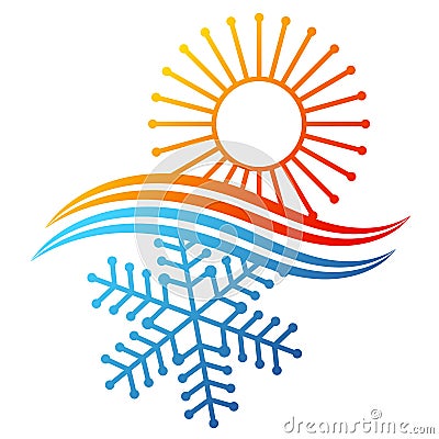 Air conditioner with sun heating and snowflake cooling symbol Vector Illustration