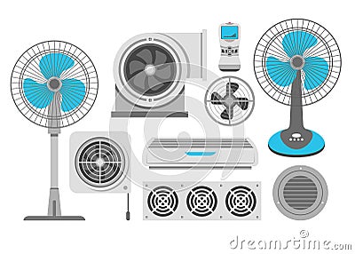 Air conditioning fan and industrial ventilation conditioner and exhaust Vector Illustration